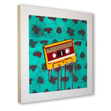 Nostalgia Flux by Shmutz, 2020 Original Pop Art Painting Mixed-media on canvas 50x50cm 20x20inch cassette tape nostalgic  side view