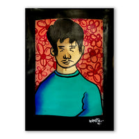 Awkward School Portrait by Shmutz, 2021 Original Pop Art Painting Mixed-Media on Paper